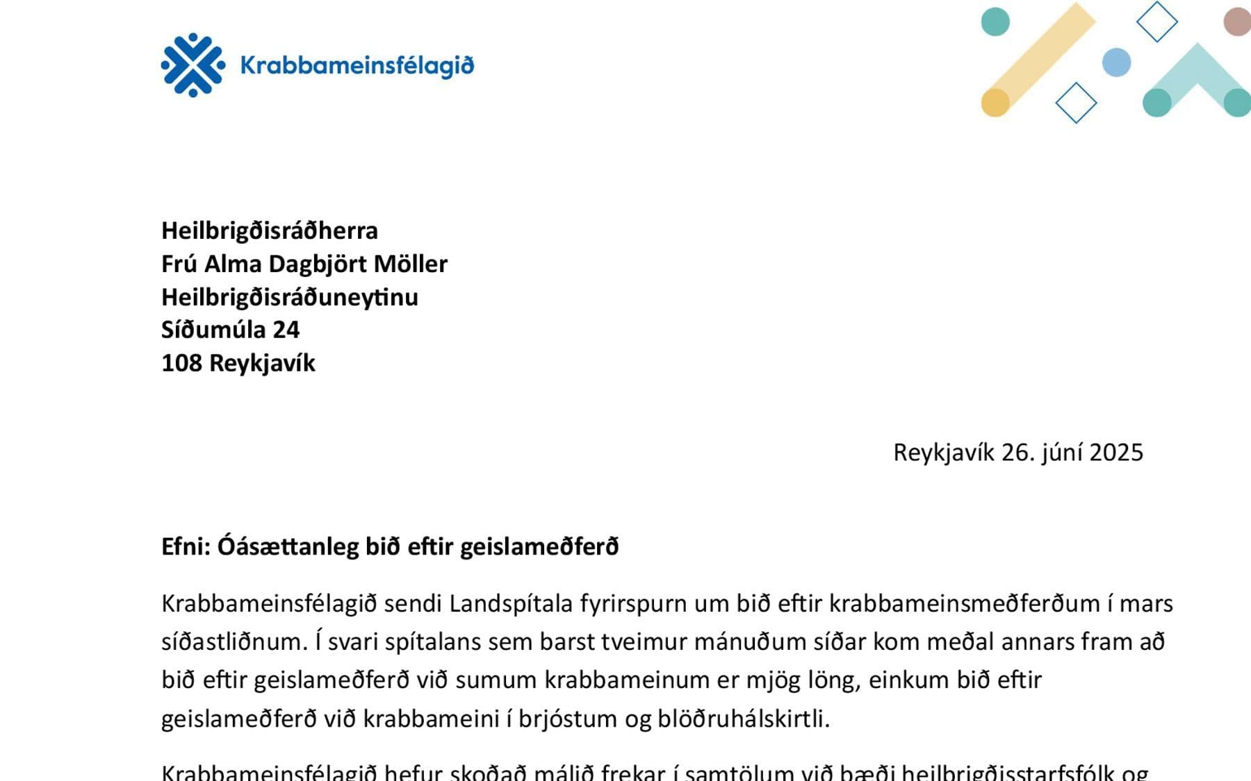 Óásættanleg bið eftir geislameðferð 