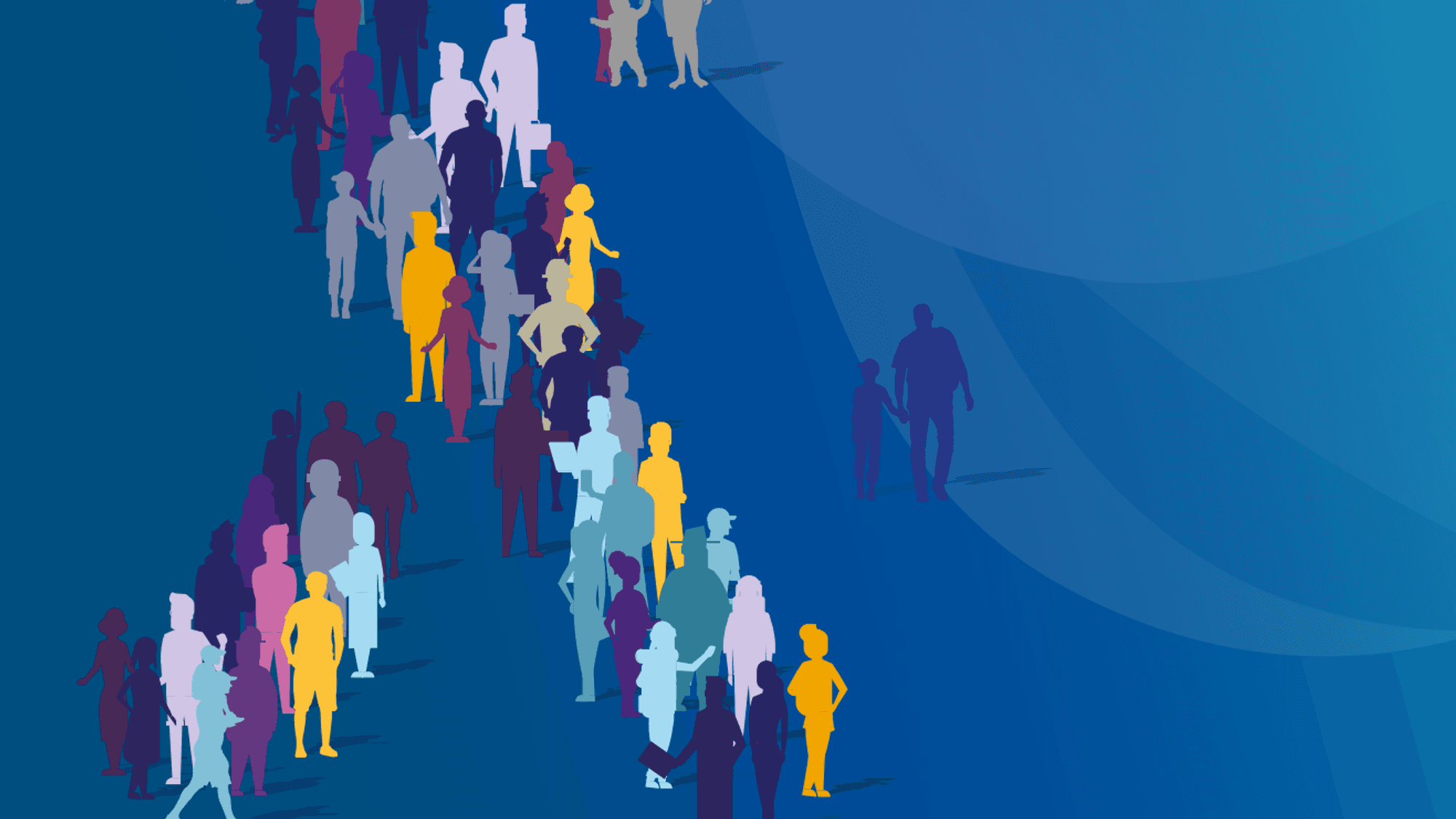 Mynd af fólki á bláum bakgrunni.